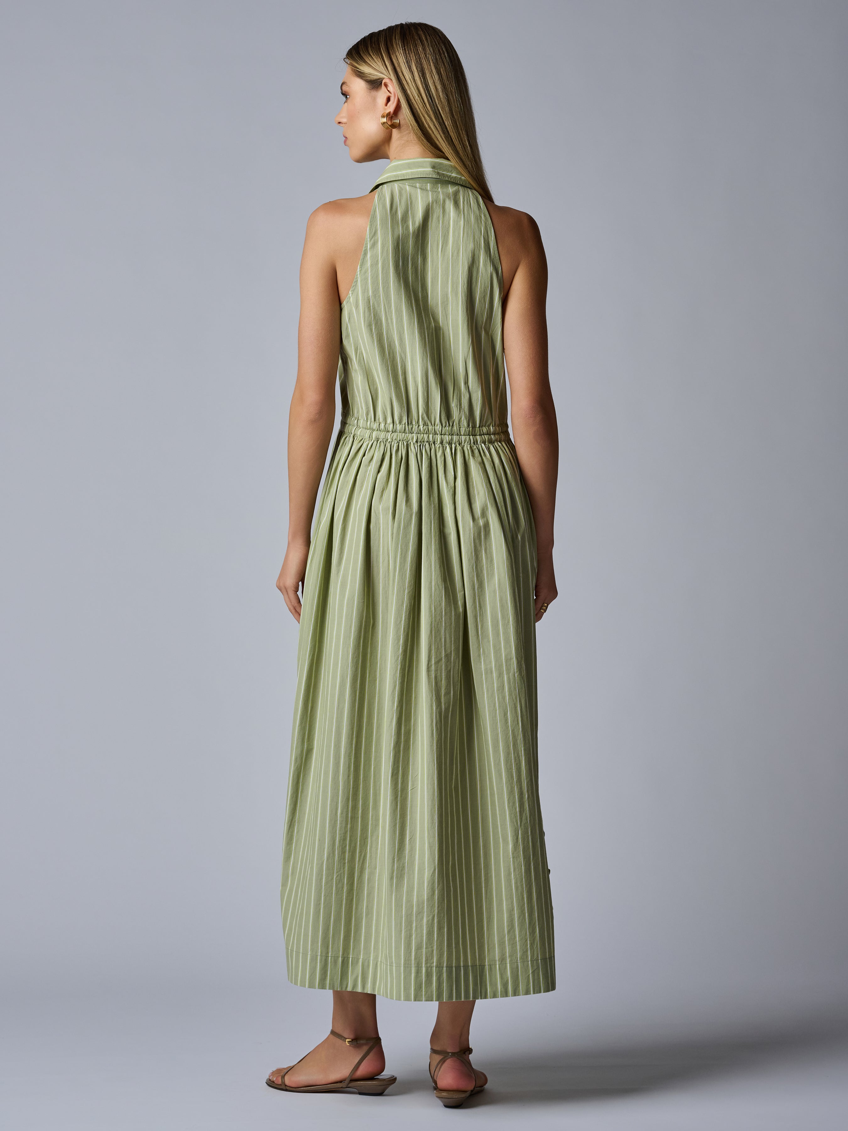 STELLA DRESS - SAGE STRIPE
