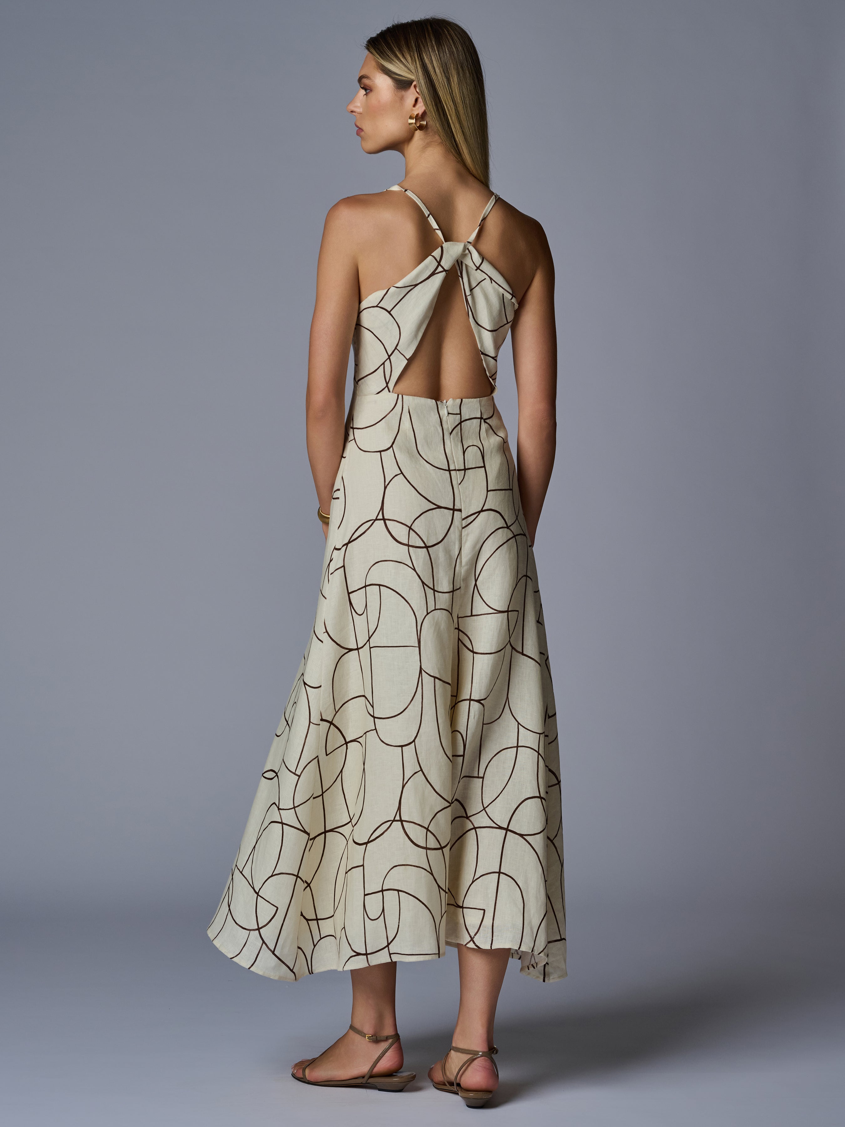 WYETH DRESS - BROWN GEO PRINT