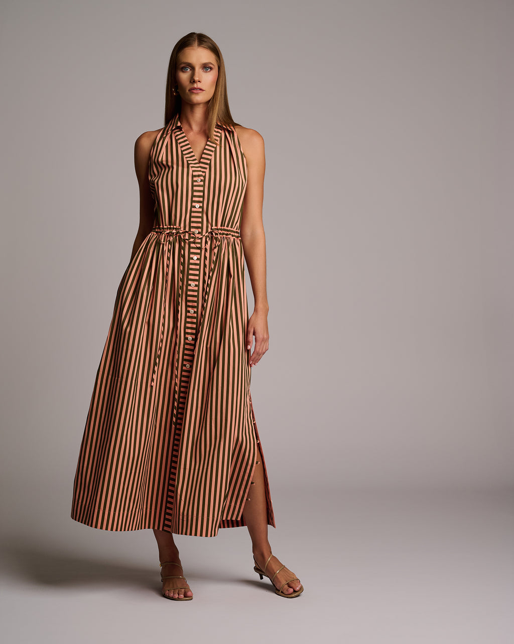 HEVRON Stella Dress | Apricot Stripe