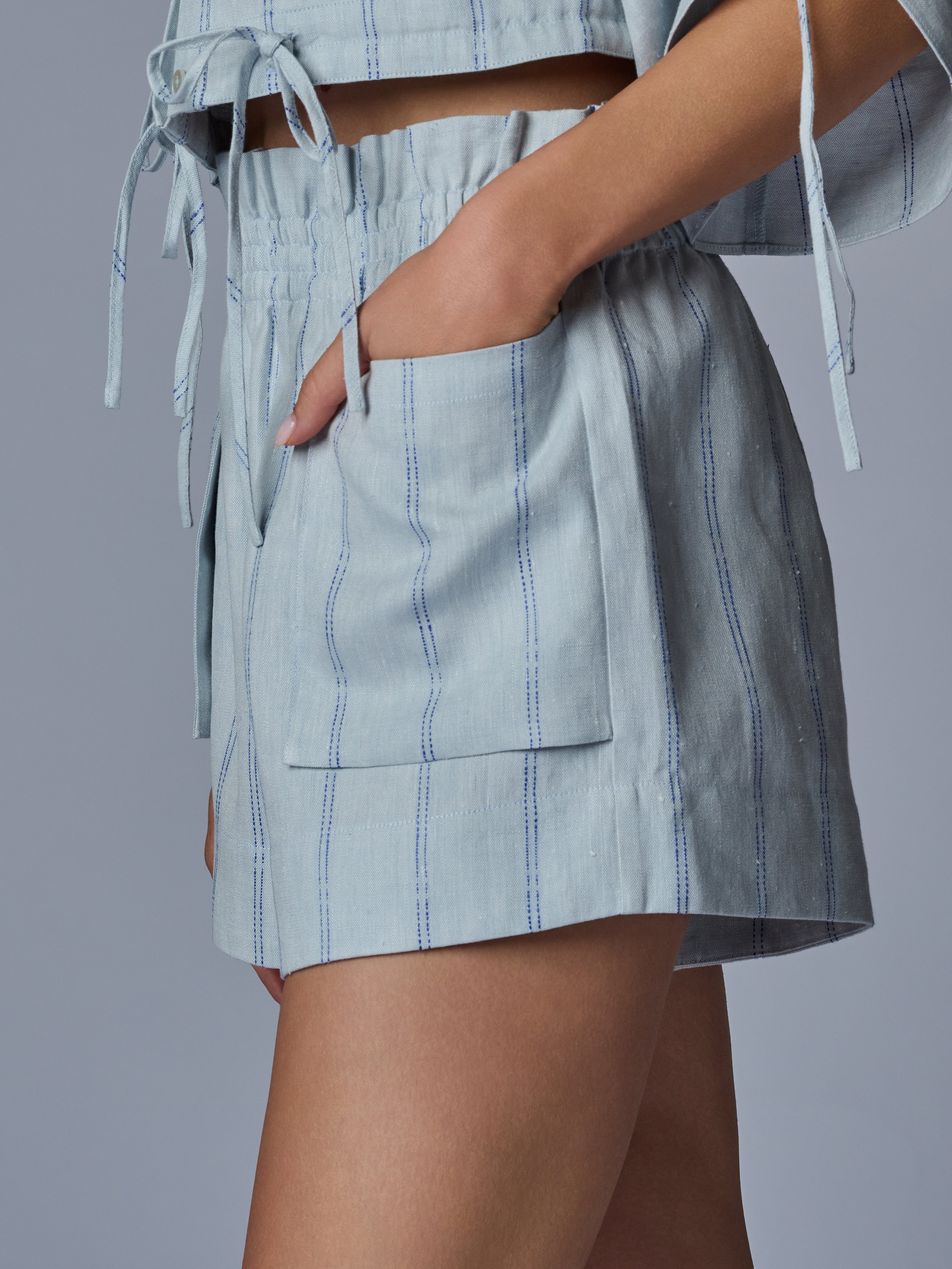 MIRA SHORT - BLUE STRIPE