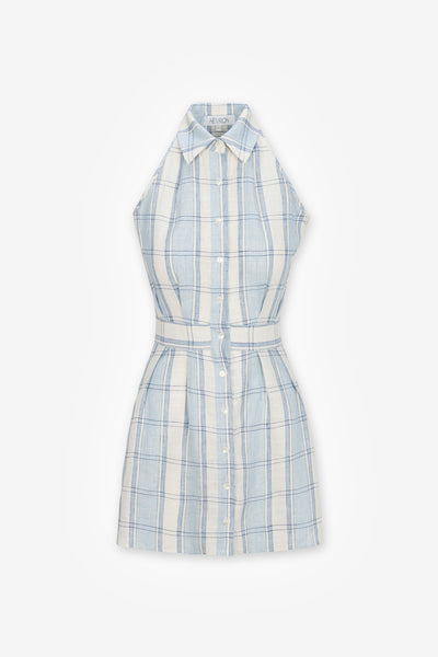 hevron domino mini dress HEVRON | Women's Domino Mini Dress | Blue Plaid
